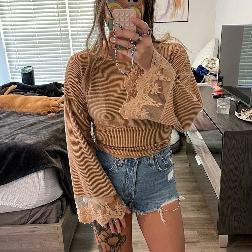 Gimmicks Boat Neck Ribbed Knit Top